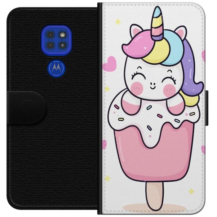 iSecrets - Plånboksfodral till Motorola Moto G9 Play med Glad enhörning