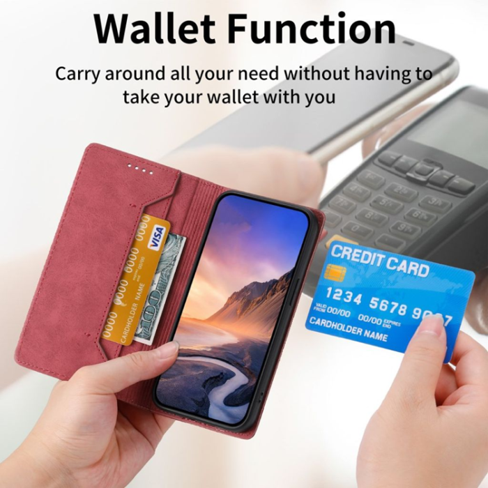 OEM - Galaxy S25 Plus Plånboksfodral RFID Blocking - Röd