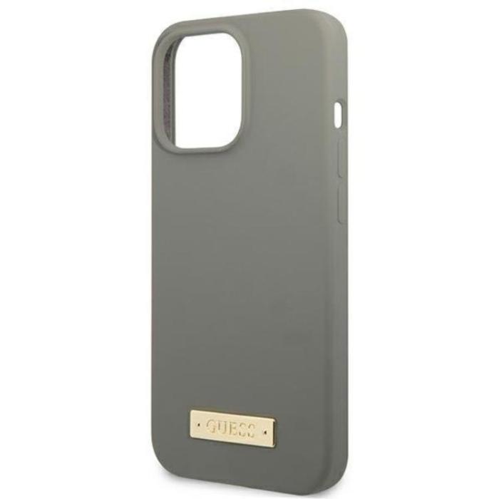 Guess - Guess iPhone 13 Pro Skal MagSafe Silicone Logo Plate - Grå