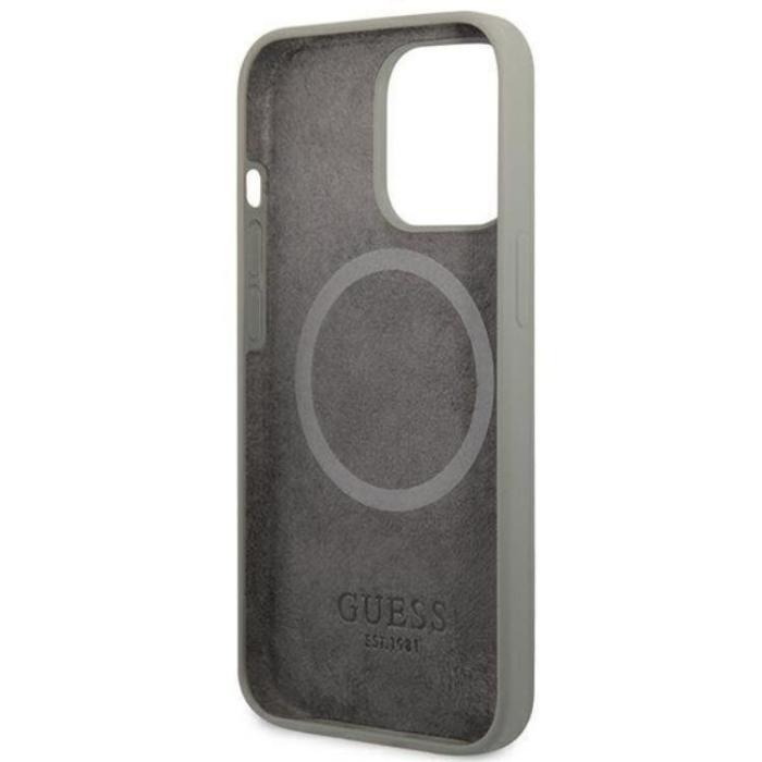 Guess - Guess iPhone 13 Pro Skal MagSafe Silicone Logo Plate - Grå