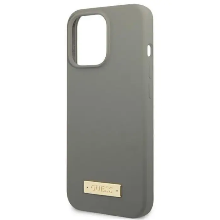 Guess - Guess iPhone 13 Pro Skal MagSafe Silicone Logo Plate - Grå