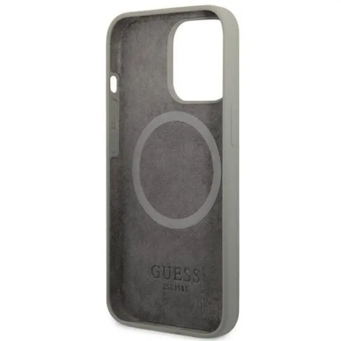 Guess - Guess iPhone 13 Pro Skal MagSafe Silicone Logo Plate - Grå