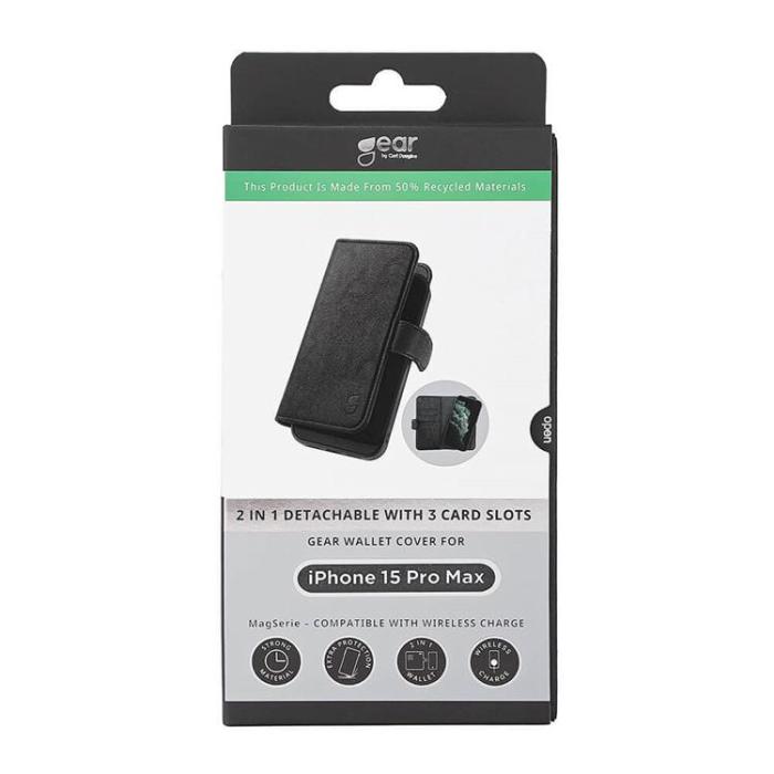 GEAR - Gear iPhone 15 Pro Plånboksfodral Magsafe 7 Slots - Svart