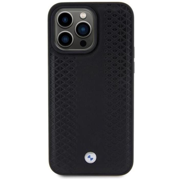 BMW - BMW iPhone 15 Pro Max Mobilskal Läder Diamond Pattern - Svart