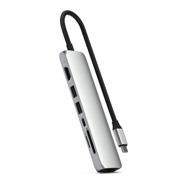 Satechi - Satechi 7-i-1 HUBB USB-C Slim Multiport Adapter med Ethernet - Silver