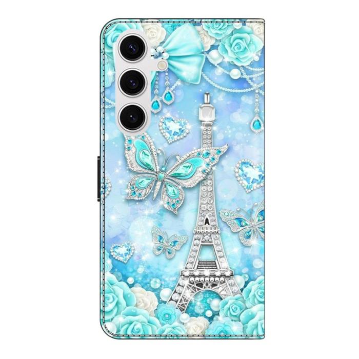 OEM - Samsung Galaxy S26 Fodral Mönstertryck Ställ Läder Flip - Blå