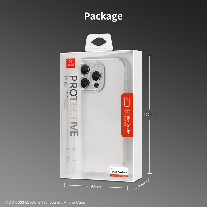 XUNDD - XUNDD iPhone 16 Pro Skal Klar Anti-Scratch Hård PC Transparent