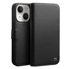 QIALINO - Qialino iPhone 14 Plånboksfodral Äkta Läder Magnetic - Svart