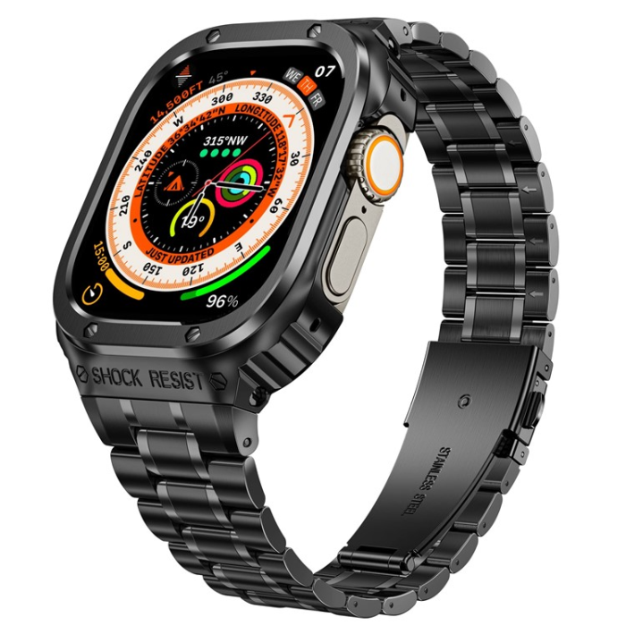 A-One Brand - Apple Watch Ultra (49mm) Armband Metall - Svart
