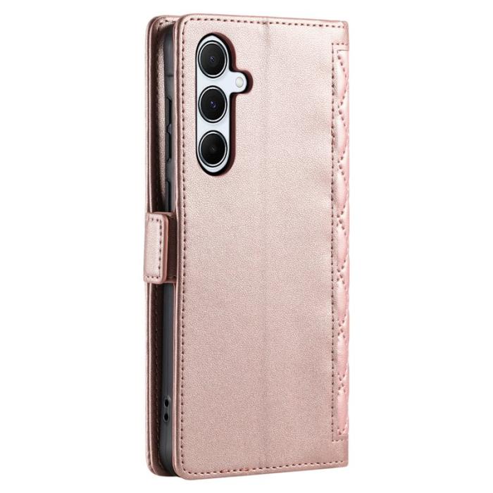 OEM - Samsung Galaxy S26/S26 Pro Plånboksfodral Konstläder Rhombus - Roséguld