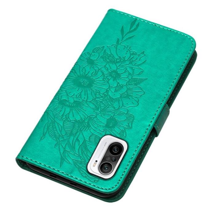 A-One Brand - Butterfly Flower Imprinted Plånboksfodral Xiaomi 12 Pro - Turkos