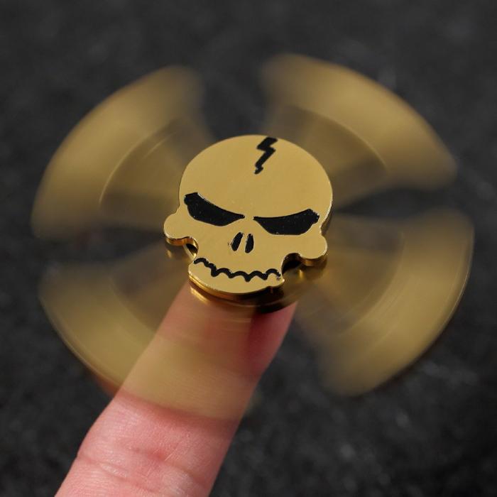UTGATT5 - Aluminium Fidget Spinner Dödskalle - Guld