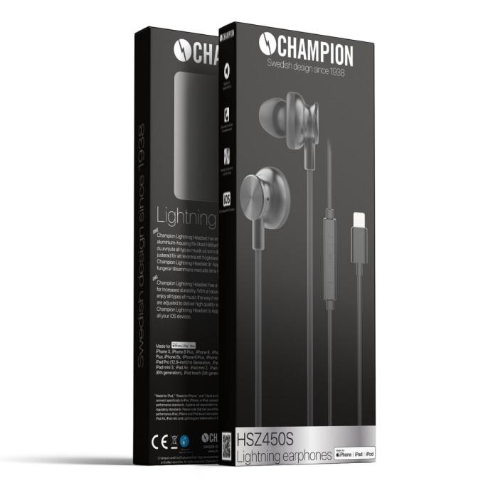 UTGATT1 - Champion Hörlurar Headset In-Ear Lightning - Svart
