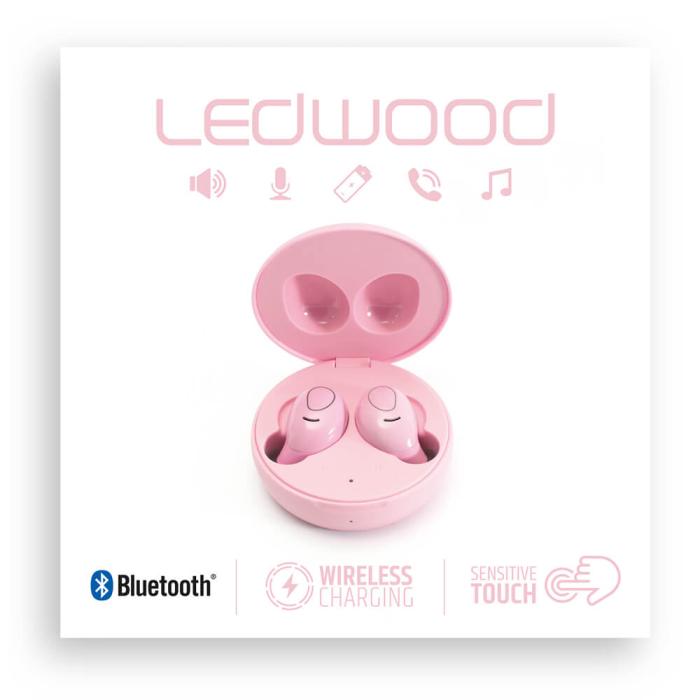 Ledwood - LEDWOOD Hörlur i9 TWS True Wireless In-Ear Rosa Mic
