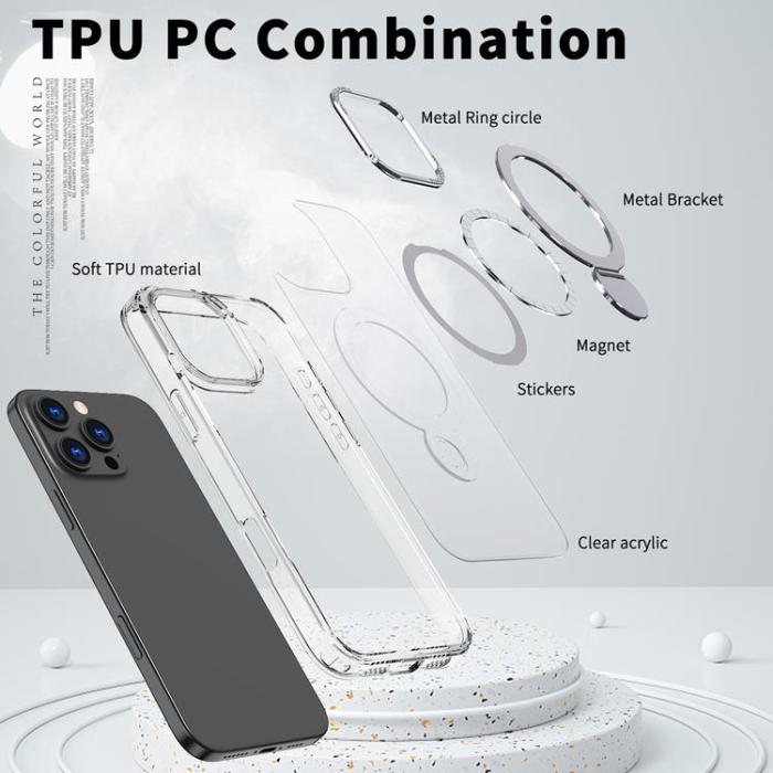 A-One Brand - iPhone 14 Pro Max Mobilskal MagSafe Rotating Kickstand - Transparent