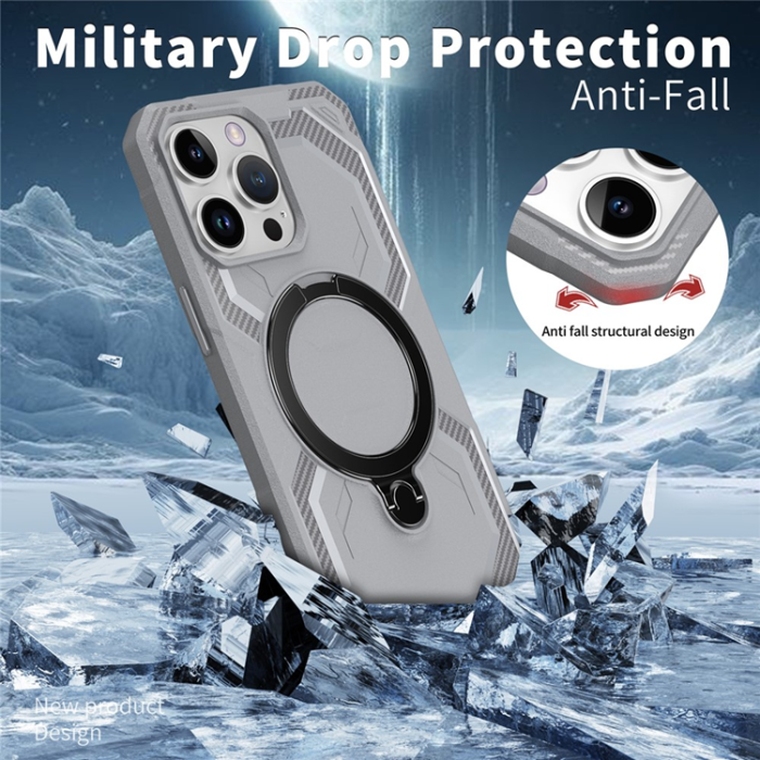 A-One Brand - iPhone 15 Pro Mobilskal MagSafe Kickstand TPU + PC - Grå