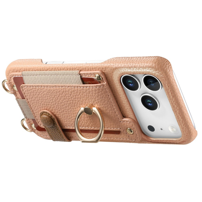 A-One Brand - iPhone 17 Pro Mobilskal med Korthållare Ring Kickstand - Rosa