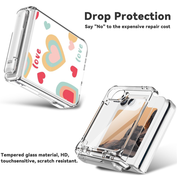 A-One Brand - GW181 Galaxy Z Flip 7 FE/Z Flip 6 Mobilskal Kickstand - Large Hearts