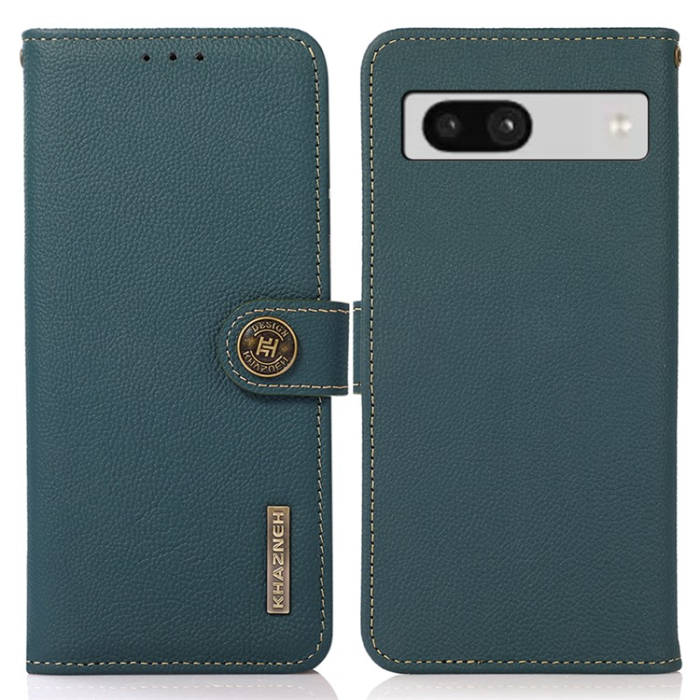 KHAZNEH - KHAZNEH Google Pixel 7A Plånboksfodral Äkta läder RFID - Grön