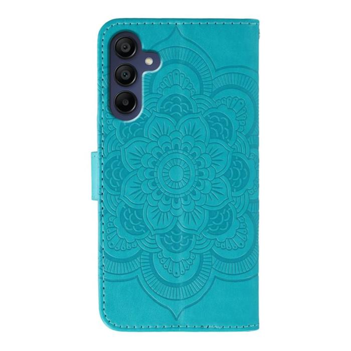 OEM - Samsung Galaxy A37 Plånboksfodral Konstläder Rhinestone Mandala - Blå