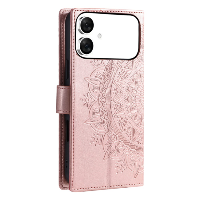 A-One Brand - Galaxy S26 Edge Plånboksfodral Imprinted Totem Läder - Roséguld