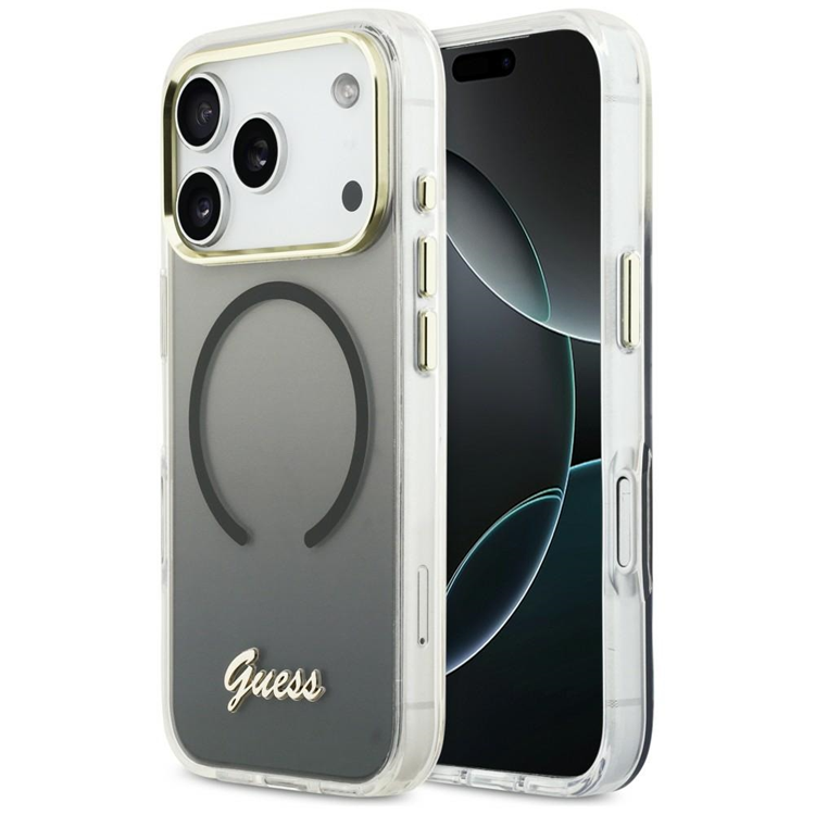 Guess Mobilskal För iPhone 17 Pro MagSafe IML Gradient Script Metal - Svart | 2353 | AlltMobil