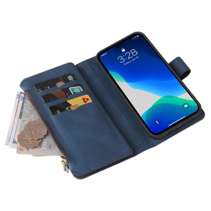OEM - iPhone 14 Pro Plånboksfodral KT Zipper - Blå