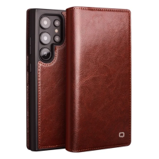 QIALINO - Qialino Galaxy S25 Ultra Plånboksfodral Äkta Läder Flip - Brun