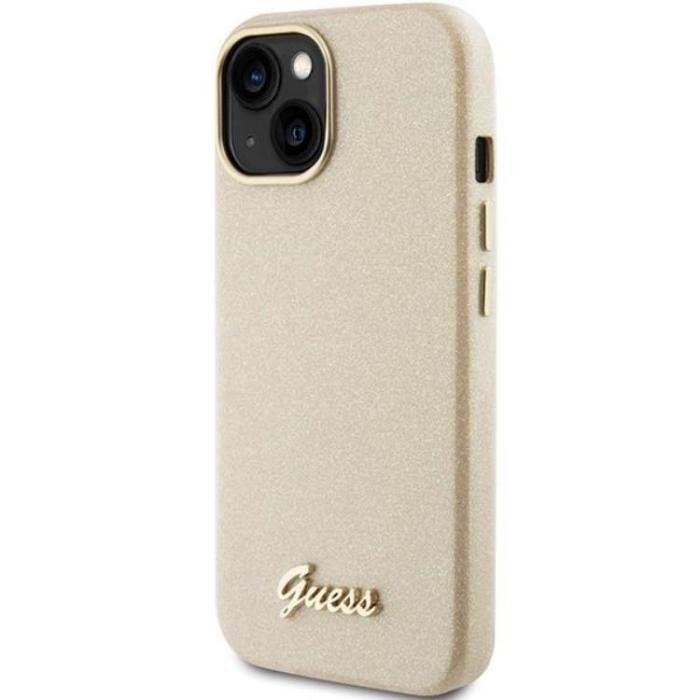 Guess - Guess iPhone 15 Mobilskal Glitter Glossy Script - Guld