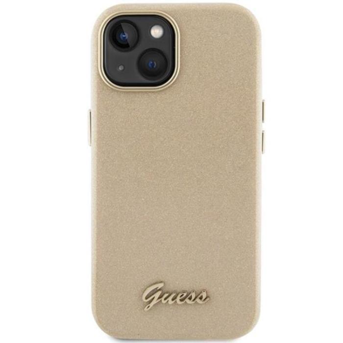 Guess - Guess iPhone 15 Mobilskal Glitter Glossy Script - Guld