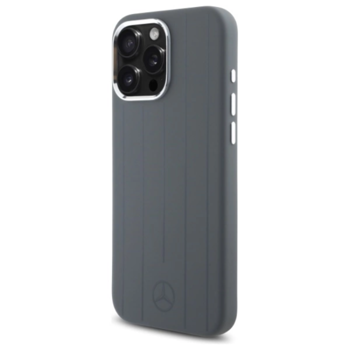 Mercedes - Mercedes iPhone 16 Pro Max Mobilskal MagSafe Silikon Vertical Stripes - Grå