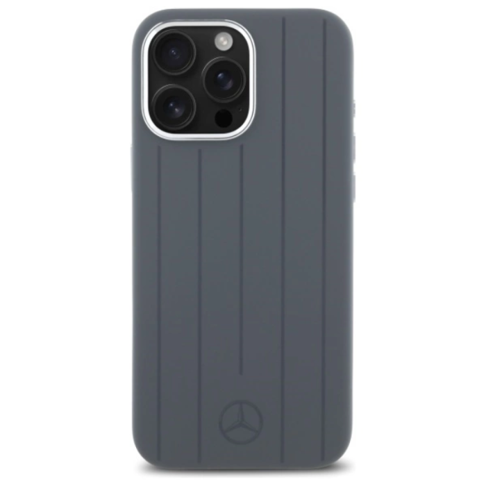 Mercedes - Mercedes iPhone 16 Pro Max Mobilskal MagSafe Silikon Vertical Stripes - Grå