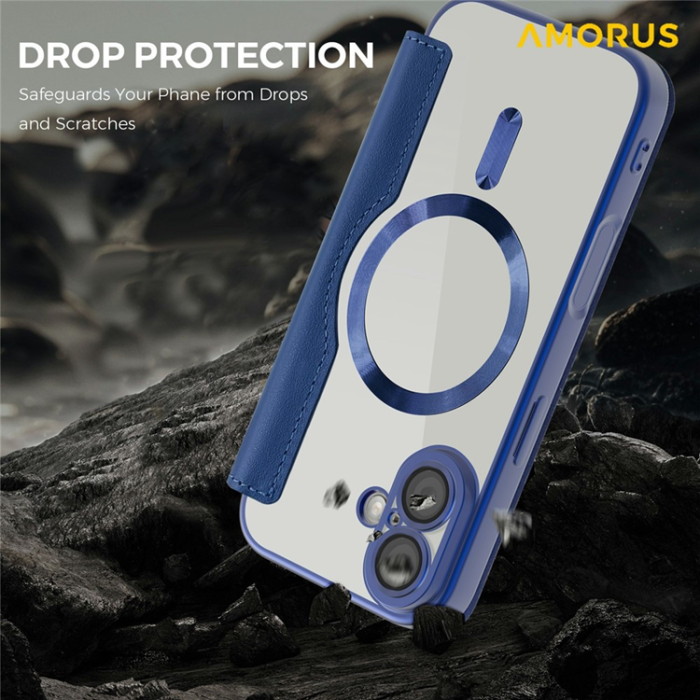 Amorus - AMORUS iPhone 17 Plånboksfodral MagSafe RFID Blocking - Sapphire