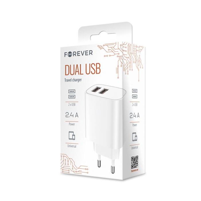 Forever - Forever Väggladdare 2xUSB 2,4A LS-03 - Vit
