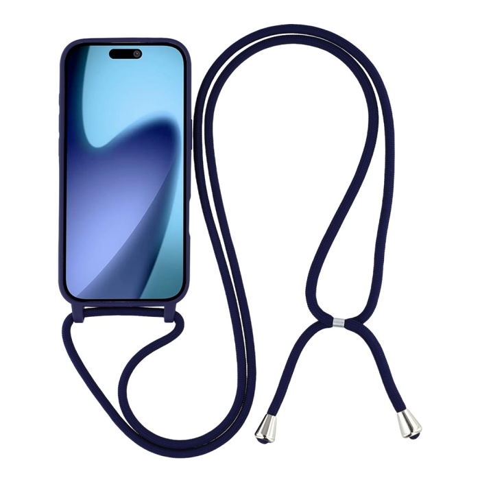 A-One Brand - iPhone 17 Air Mobilskal TPU Shockproof med Lanyard - Mörkblå