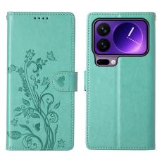 A-One Brand - Xiaomi 17 Pro Max Plånboksfodral Floral Imprint Med Handledsrem - Grön
