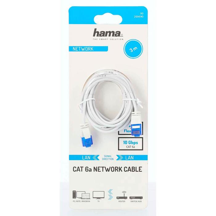 Hama - Hama Nätverkskabel CAT6a Slim U/UTP 3.0m - Vit