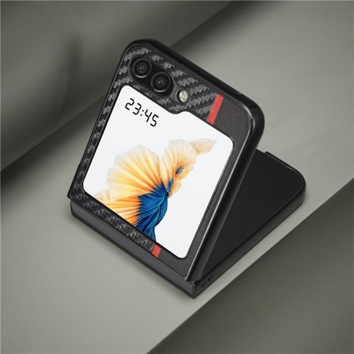 LC.imeeke - LC.IMEEKE Galaxy Z Flip 5 Mobilskal Carbon Fiber - Svart