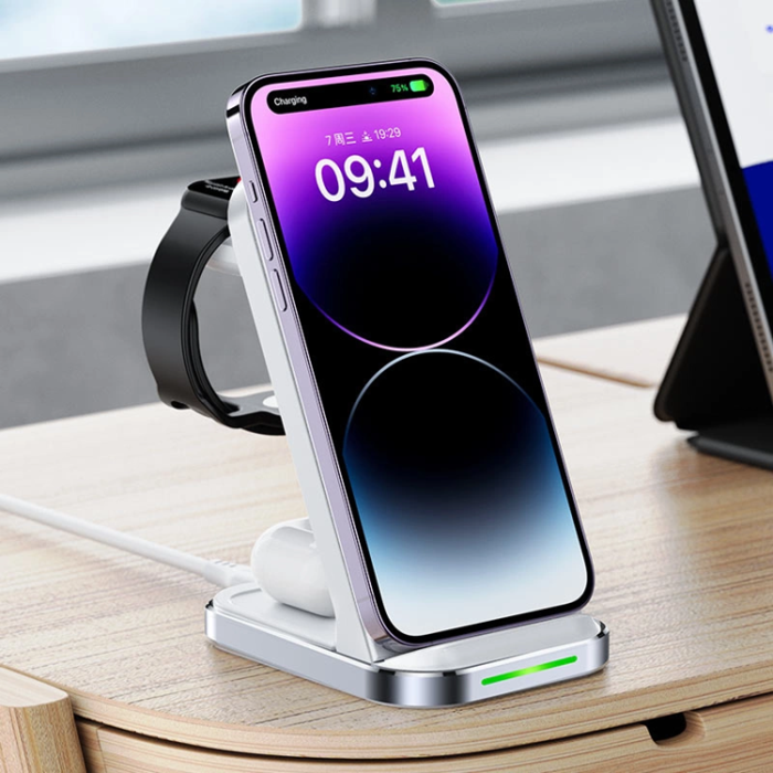 Acefast - Acefast 3-in-1 Trådlös Laddare iPhone, Apple Watch, AirPods - Vit