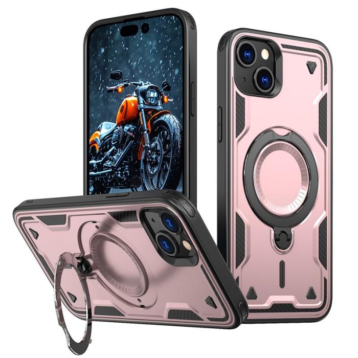 N/A - Mobilskal till iPhone 15 Plus Militärskydd Plast Kickstand - Roséguld