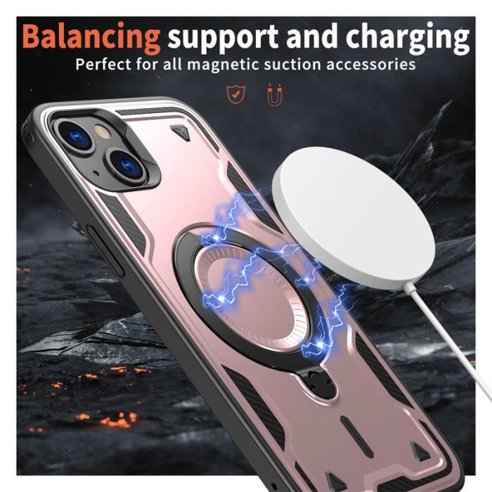 N/A - Mobilskal till iPhone 15 Plus Militärskydd Plast Kickstand - Roséguld
