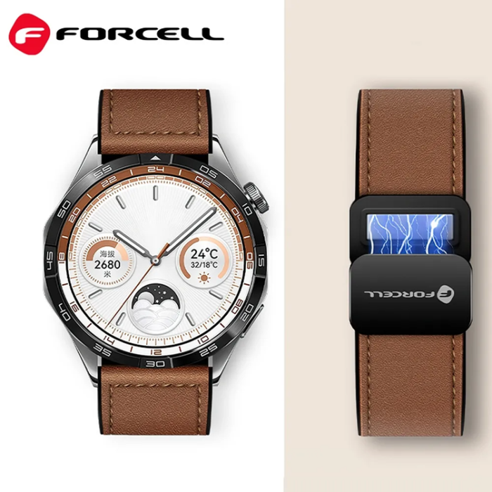 Forcell - Forcell Galaxy Watch 22mm Armband Magnetic - Brun