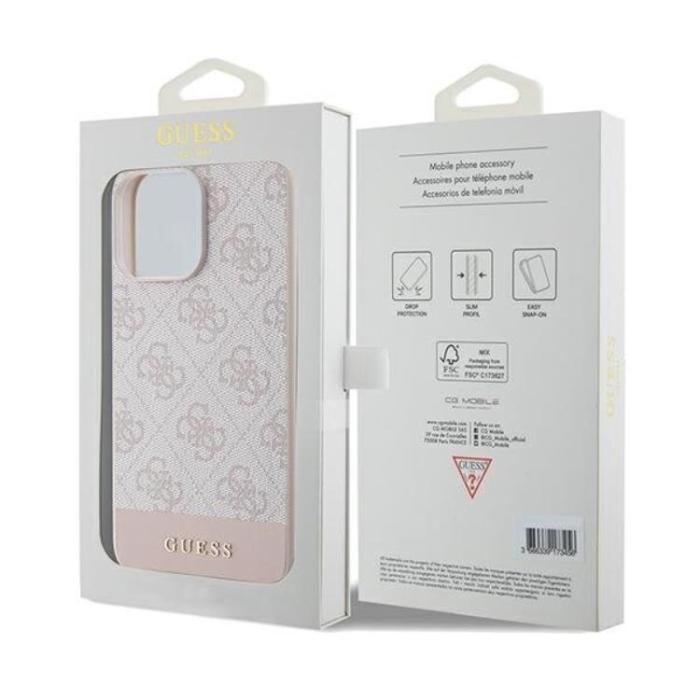 Guess - Guess iPhone 15 Pro Mobilskal Stripe Collection - Rosa