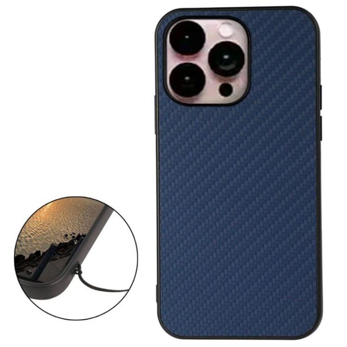 OEM - iPhone 14 Pro Max Skal Carbon Fiber - Blå