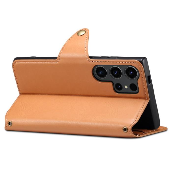 DENIOR - DENIOR Samsung Galaxy S24 Ultra Plånboksfodral Konstläder Khaki