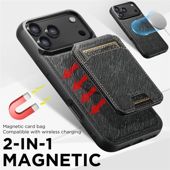 SUTENI - SUTENI iPhone 17 Pro Mobilskal MagSafe Cross Texture H18 - Svart