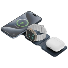 ENERGEA - Energea 3in1 MagSafe Tr&aring;dl&ouml;s Laddare 15W GoMag Trio Plus - Marinbl&aring;