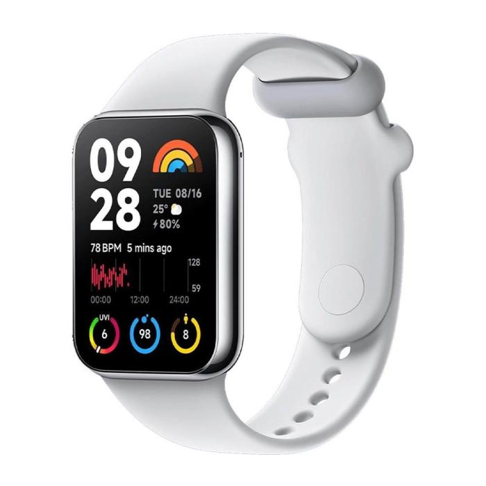 Xiaomi - Xiaomi Smart Band 8 Pro 44mm GPS Silver Aluminium Case Grå Silicone Strap (Grå)
