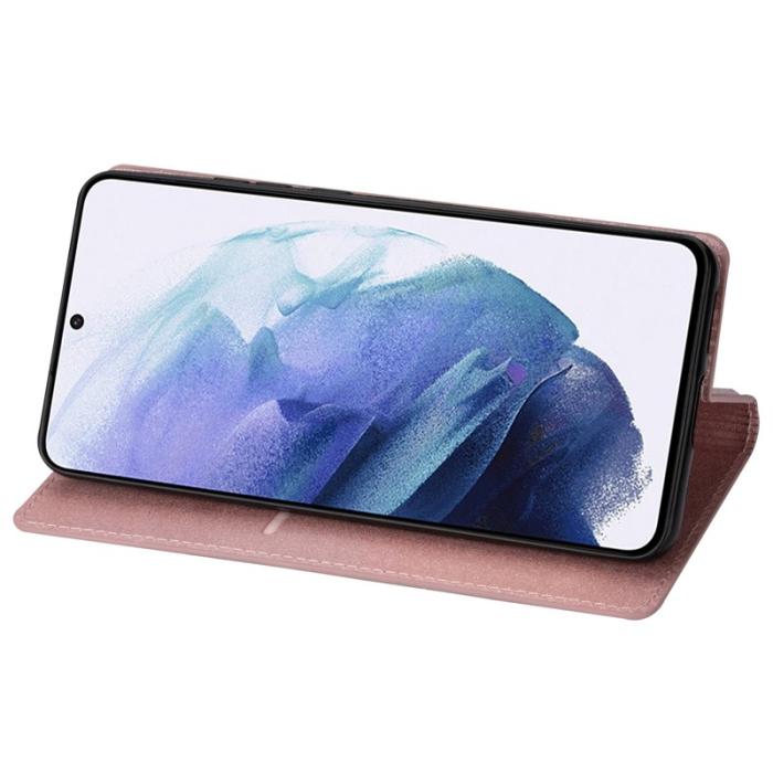 OEM - Mobilskal till SAMSUNG Galaxy S26 Glittrig PU Läder + TPU Kortfack - Roséguld
