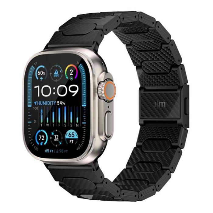 Just Mobile - Jsut Mobile Apple Watch (42/44/45/49mm) Armband Kolfiber - Svart